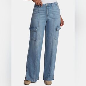 NEW Time And Tru Women's High Rise Wide Leg Cargo Jeans Size 14